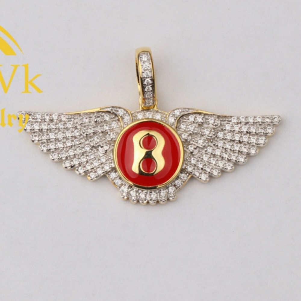 Iced Out Custom Luxury Car Logo Wings Pendant